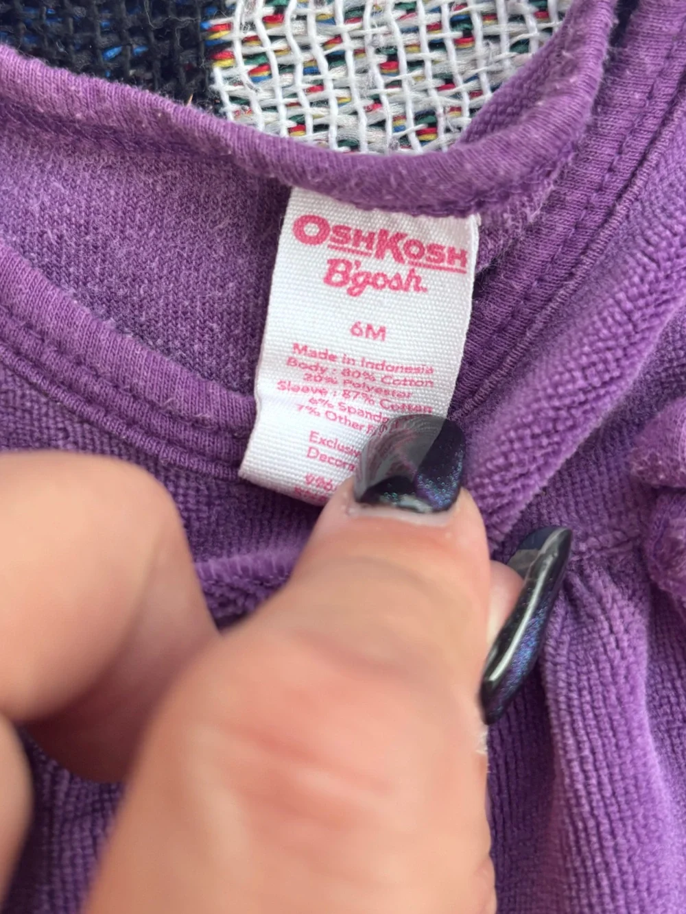 VTG Y2K OSH KOSH BGOSH PURPLE VELOUR EMBROIDERED BIRD BABY DRESS SIZE 6 MONTHS